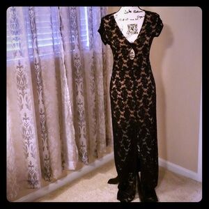 Anthropologie Nightcap Lace Dress w/Keyhole &Slit